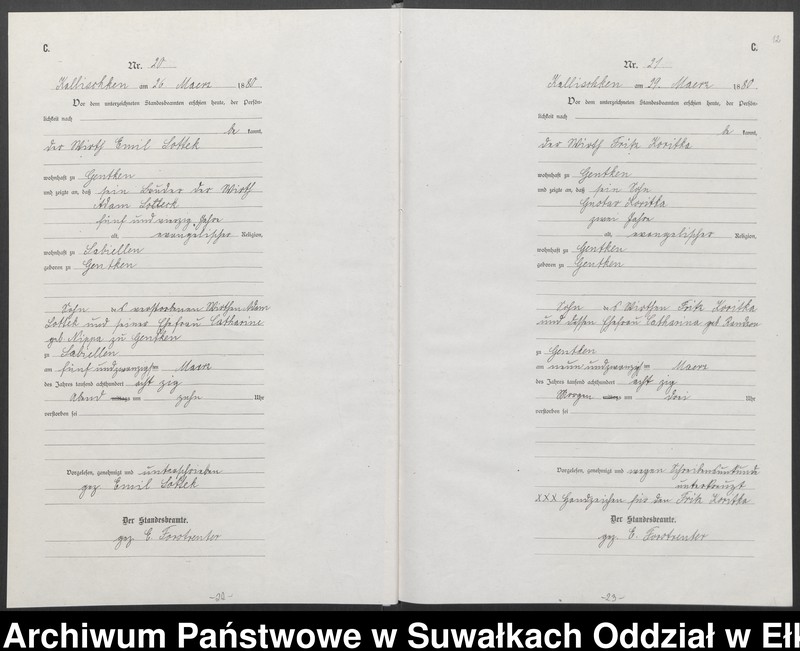 image.from.unit.number "[Sterbe-Neben-Register des Königlich Preussischen Standes-Amtes Kallischken Kreis Johannisburg]"