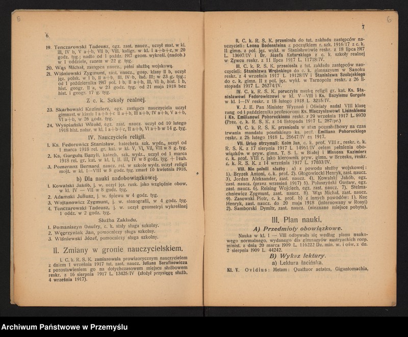 image.from.unit.number "XXXIII Sprawozdanie Dyrekcji c.k. Gimnazjum w Jarosławiu za rok szkolny 1918"