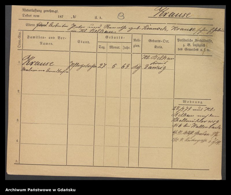 image.from.unit.number "Karty meldunkowe: Krause Magdalena - Krause Minna"