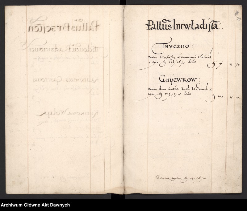 image.from.unit.number "Sumariusz pieniędzy i rejestr retenty piątej części z dochodów dóbr stołowych z terenów całej Rzeczpospolitej."