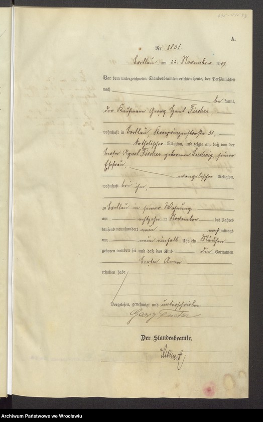 image.from.unit.number "Geburts-Haupt-Register Breslau IV 1909 Band 8"