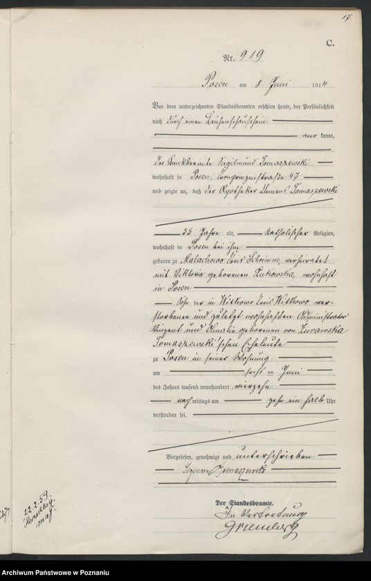 Obraz 18 z jednostki "Księga miejscowa zgonów tom III [Rejestr główny zgonów]"