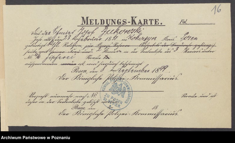 Obraz 18 z jednostki "Die von den Verlobten beigebrachten Urkunden zur Eheschliessung pro 1899"