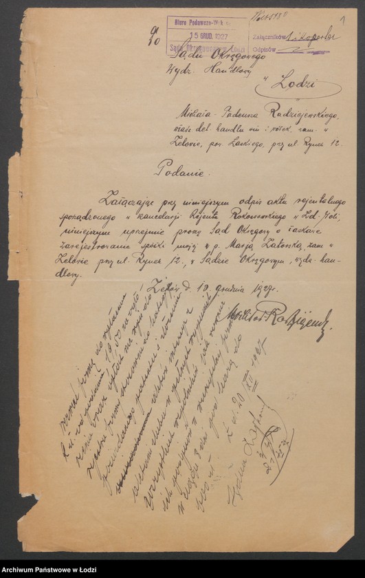 Obraz 3 z jednostki "Michał Tadeusz Radziejowski i S-ka- handel win i wódek z Zelowie"