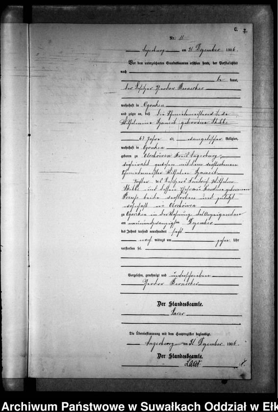 image.from.unit.number "Sterbe-Neben-Register des Preussischen Standes-Amtes Gr. Strengeln Kreis Angerburg"