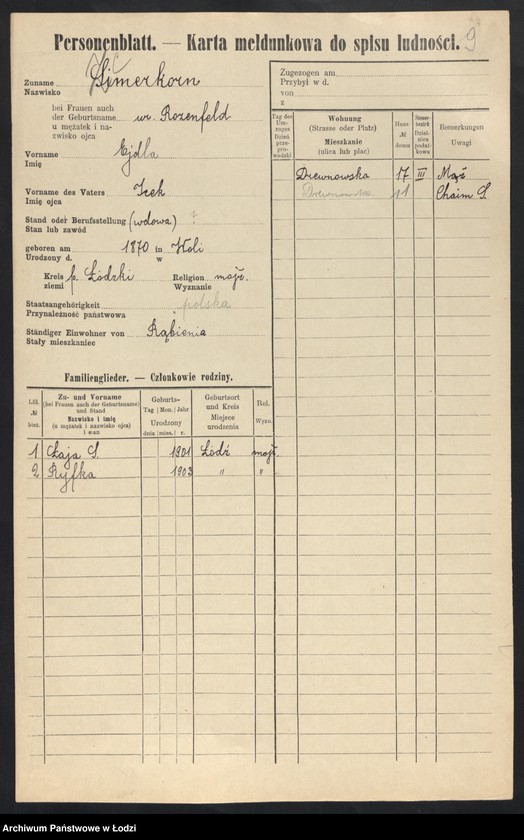 Obraz 11 z jednostki "[Spis ludności Łodzi] Cymera - Cynkier"