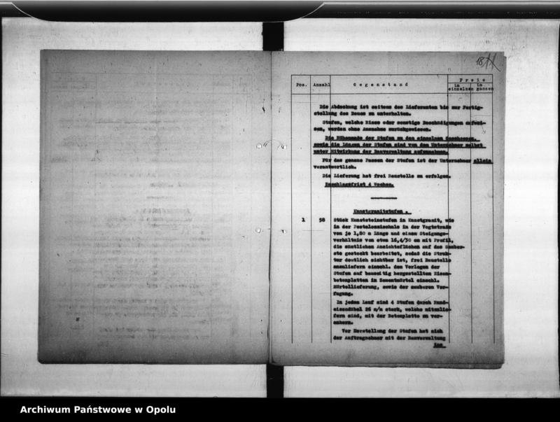 Obraz 16 z jednostki "Kunststeinstufen Erweiterungsbau des Rathauses B[an]d VIII"