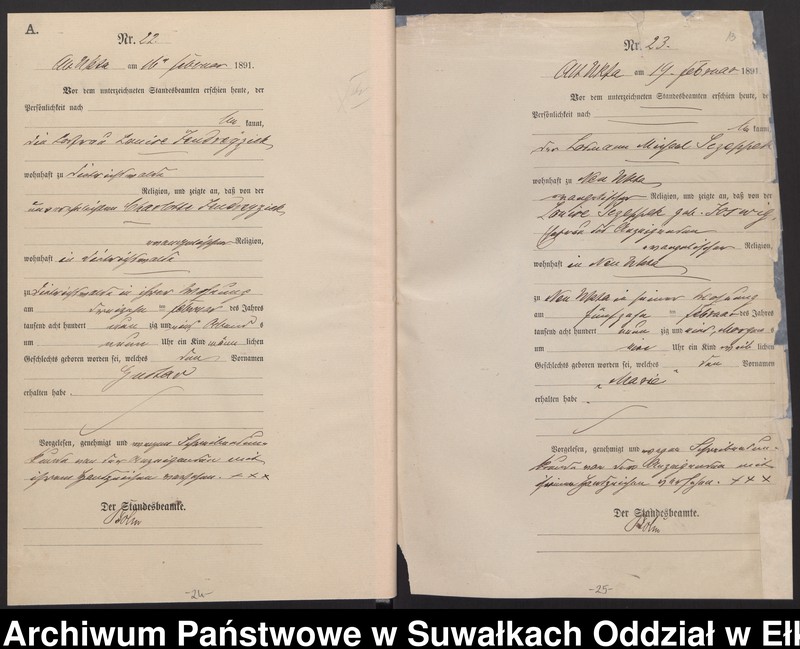 image.from.unit.number "Geburts-Haupt-Register des Königlichen Preussischen Standes-Amtes Ukta Kreis Sensburg"
