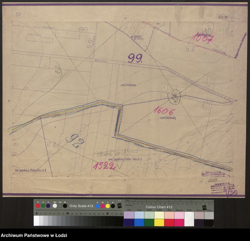 Obraz 1 z jednostki "Plan m. Łodzi 1:2000 z oznaczeniem podziału miasta na obwody i rejony spisowe. Sekcja NW37"