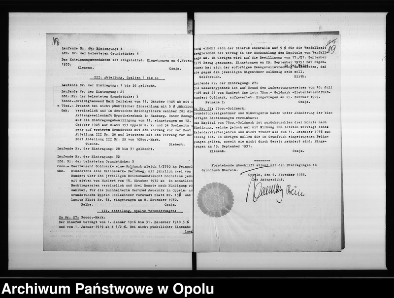 Obraz 19 z jednostki "Magistrat Oppeln. Betrifft: Ritterstrasse Müller Blatt 153 G.V. und 54 Goslawitz"