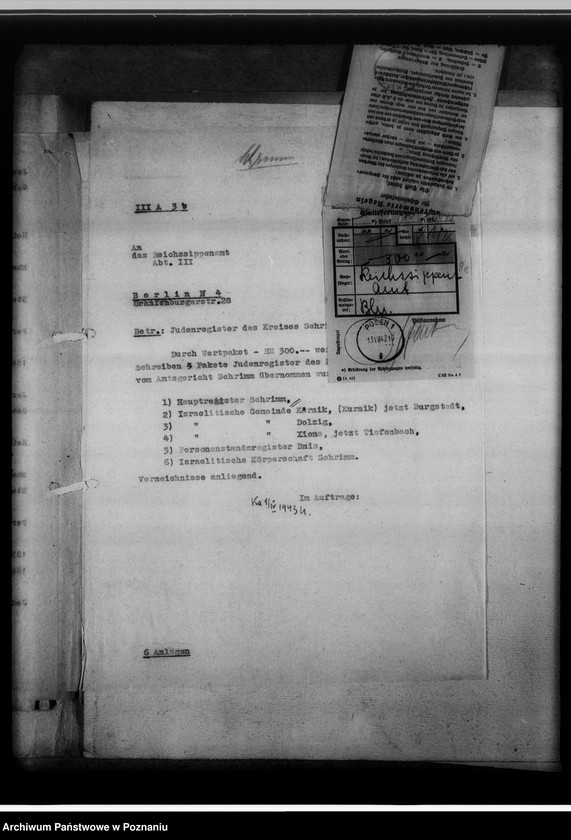 Obraz 16 z jednostki "Register der Juden, Dissidenten und Kirchenbuchduplikate [powiaty: śremski, średzki i wolsztyński]"