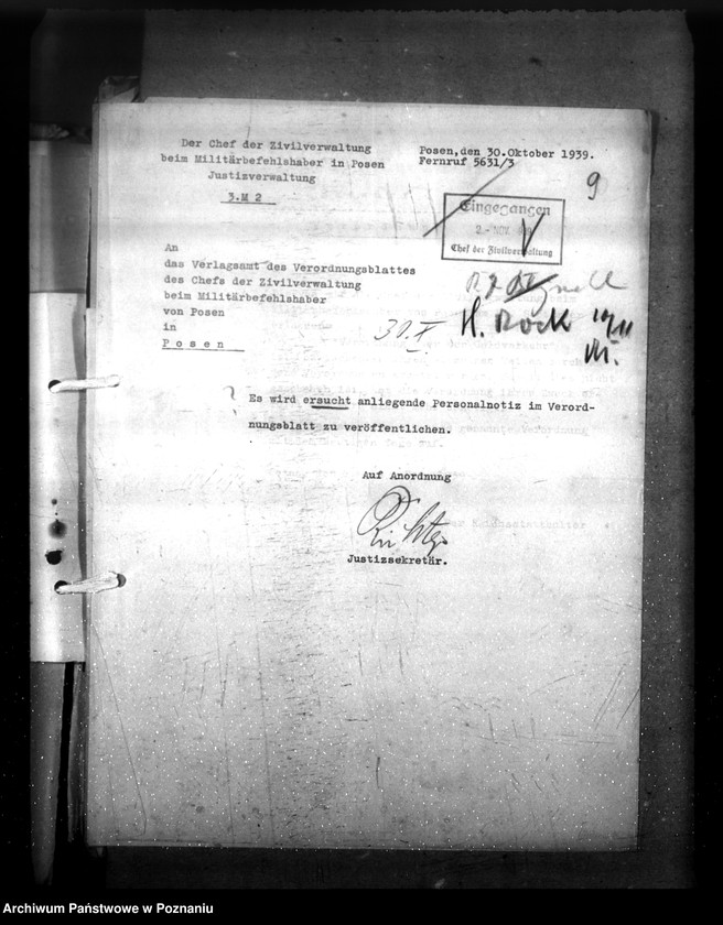 Obraz 14 z jednostki "Verordnungsblatt (Schriftwechsel) des Cheft der Zivilverwaltung"