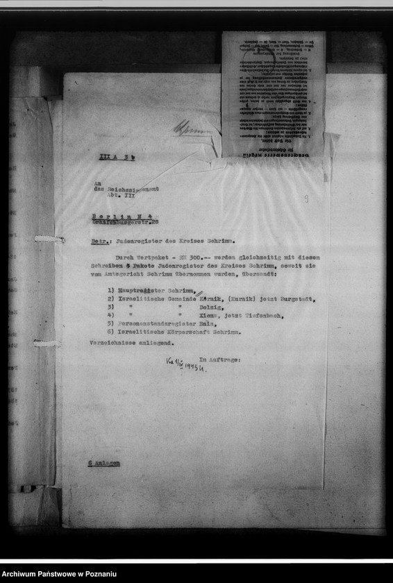 Obraz 17 z jednostki "Register der Juden, Dissidenten und Kirchenbuchduplikate [powiaty: śremski, średzki i wolsztyński]"