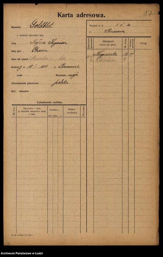 Obraz 19 z jednostki "[Spis ludności Łodzi] Goldberszt - Goldkrant"