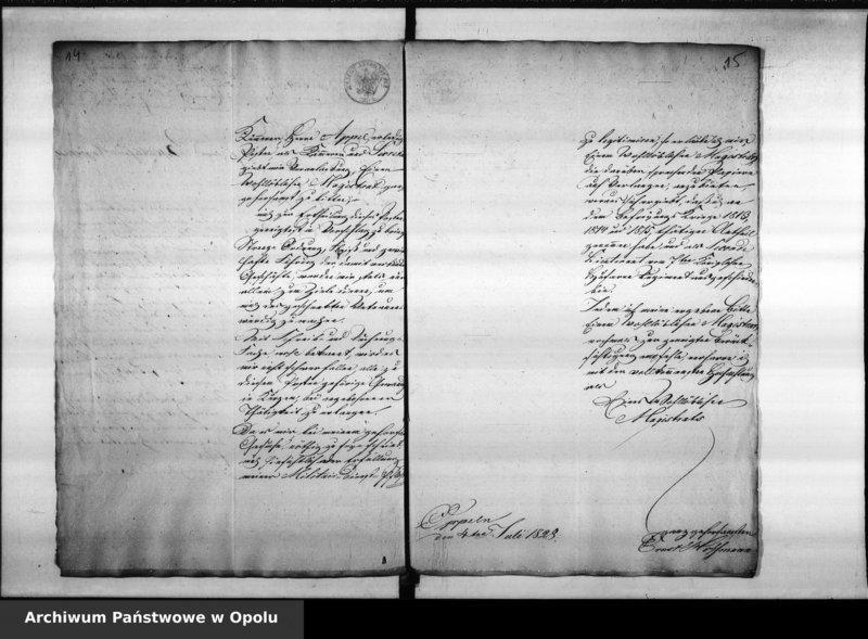 Obraz 13 z jednostki "Acta des Magistrats zu Oppeln betreffend die Besetzung des vacanten Secretair und Registrators Postens. de anno 1828"