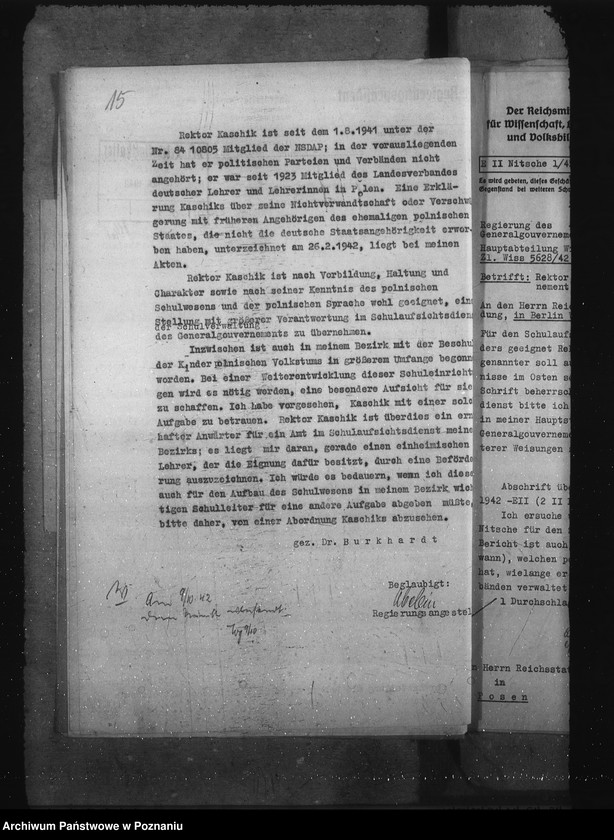 Obraz 19 z jednostki "Abgabe von Lehrkräften an das Generalgouvernement. Förderung volksdeutscher Lehrer"