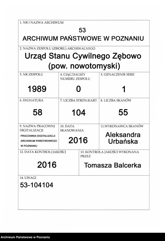 Obraz 1 z jednostki "Księga urodzeń"