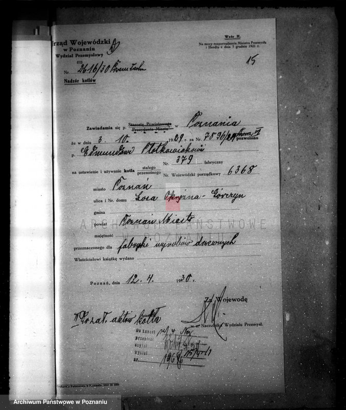 image.from.unit.number "Fabryka listew E. Płotkowiaka w Poznaniu nr woj. 6368"