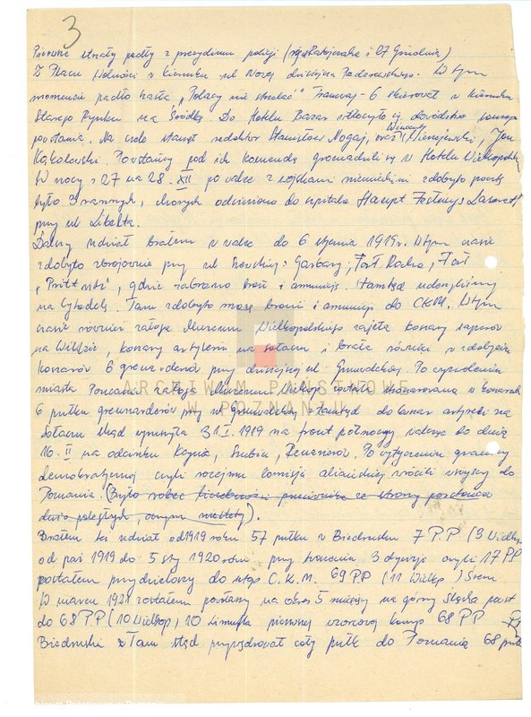 Obraz 10 z jednostki "Relacje i wspomnienia dotyczące powstania wielkopolskiego: 1. Poznań, część lll /autorzy relacji - N/."