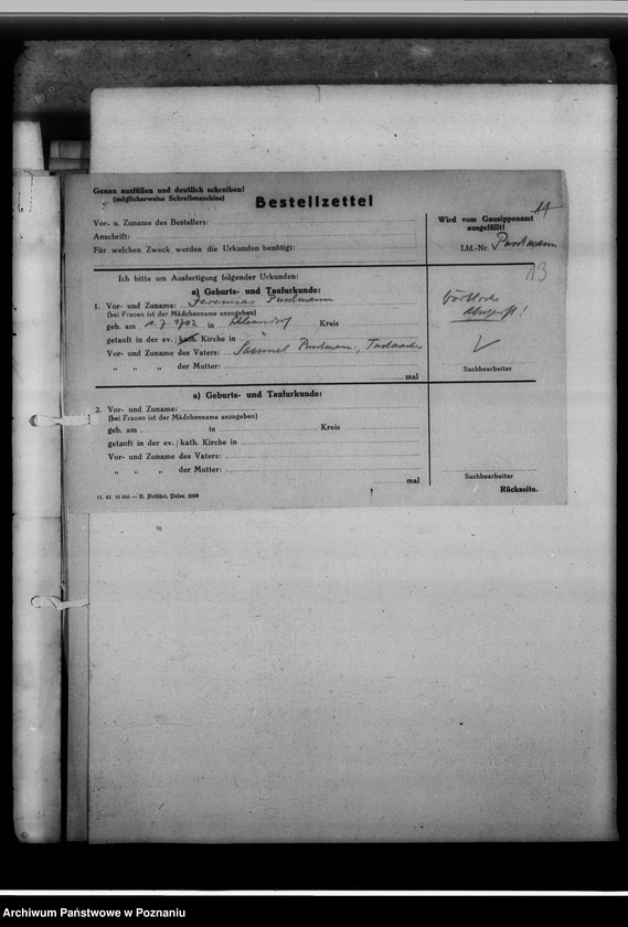 Obraz 18 z jednostki "[Korespondencja w sprawie ustalenia nazwisk, imion, pochodzenia przodków]"