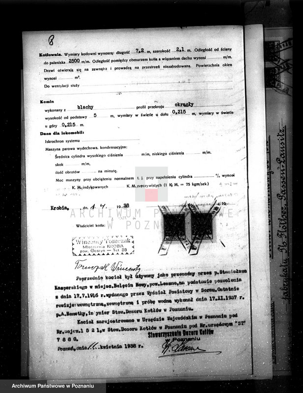Obraz 12 z jednostki "Tartak H. Fiebiga w Krobi pow. gostyński nr woj. kotła 2523"