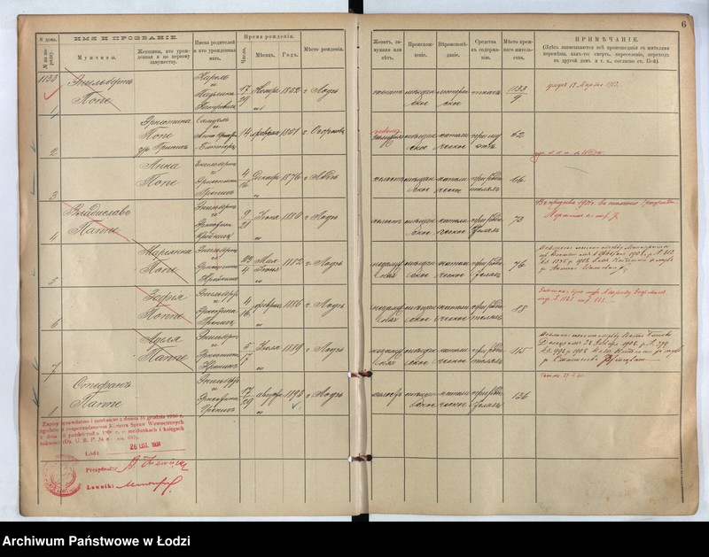 Obraz 6 z jednostki "[Księga ludności stałej m. Łodzi guberni piotrkowskiej nr domu 1133-1140]"