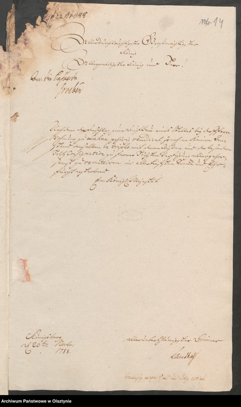 image.from.unit.number "Den Aufbau eines Stalles bei der Pfarr=Wohnung in Lahna [Łyna]"