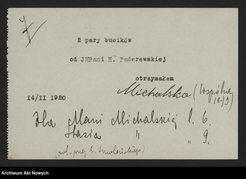 Obraz 9 z jednostki "Pokwitowania za otrzymane buty, palta, żywność"