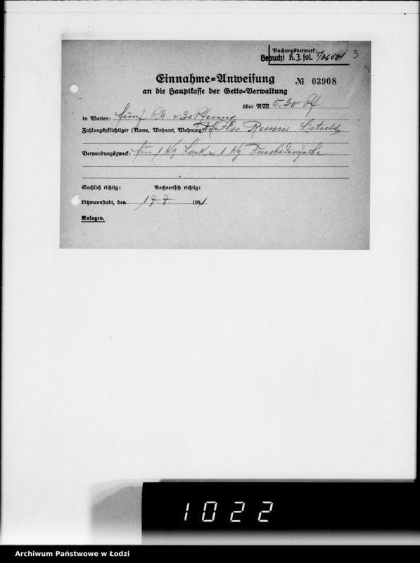 Obraz 7 z jednostki "9 Kassenbelege nr 3648-3899"