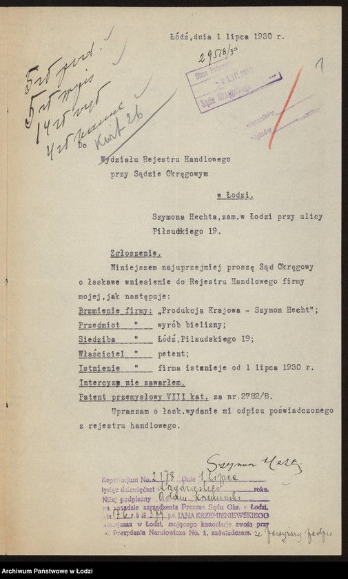 Obraz 3 z jednostki "Produkcja Krajowa- Szymon Hecht- wyrób bielizny"