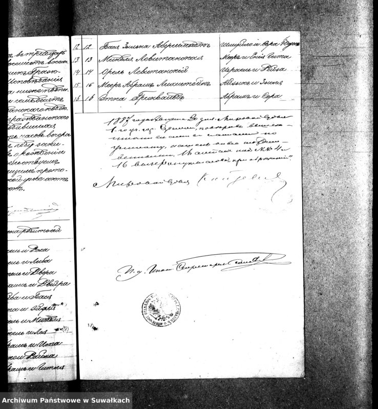 image.from.unit.number "Dublikat o rodivšichsja, brakosočetavšichsja i umeršich evreev Punskago božničnago okruga na 1885 g."