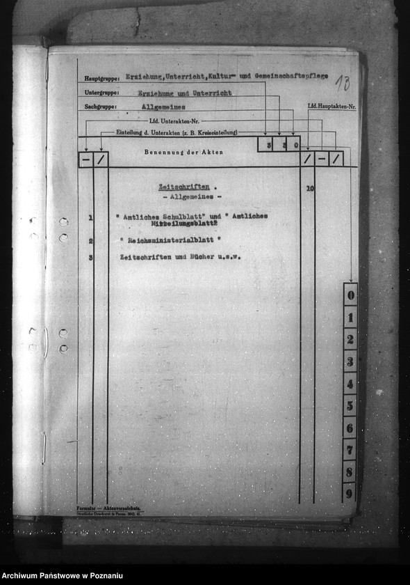 Obraz 17 z jednostki "Aktenplan der Abteilung III (Erziehung, Unterricht, Kultur- und Gemeinschafts- pflege)"