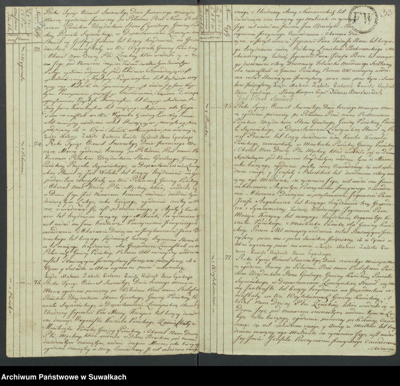 image.from.unit.number "Akta urodzonych gminy puńskiey od 1-go stycznia do dnia ostatniego grudnia 1816 roku."