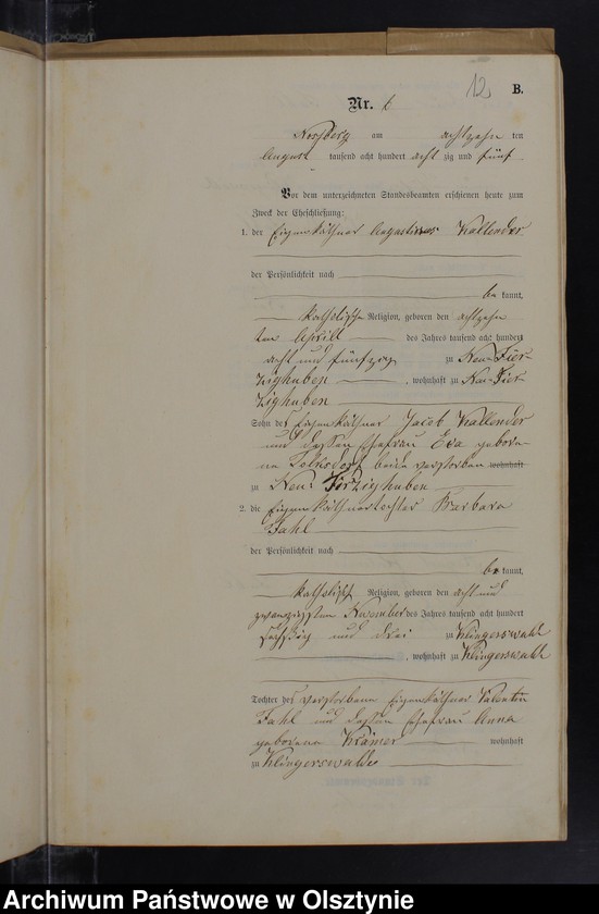 Obraz 14 z jednostki "Heiraths-Neben-Register Nr 1 - 15"