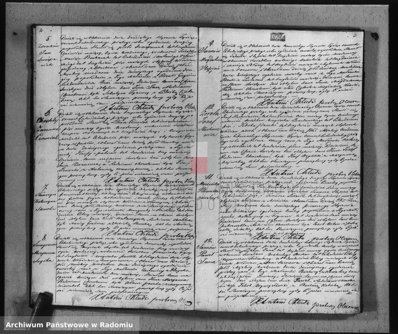 Obraz z jednostki "Duplikat akt urodzenia, małżeństw i zeyścia kościoła parafialnego Olexów za 1845 rok"