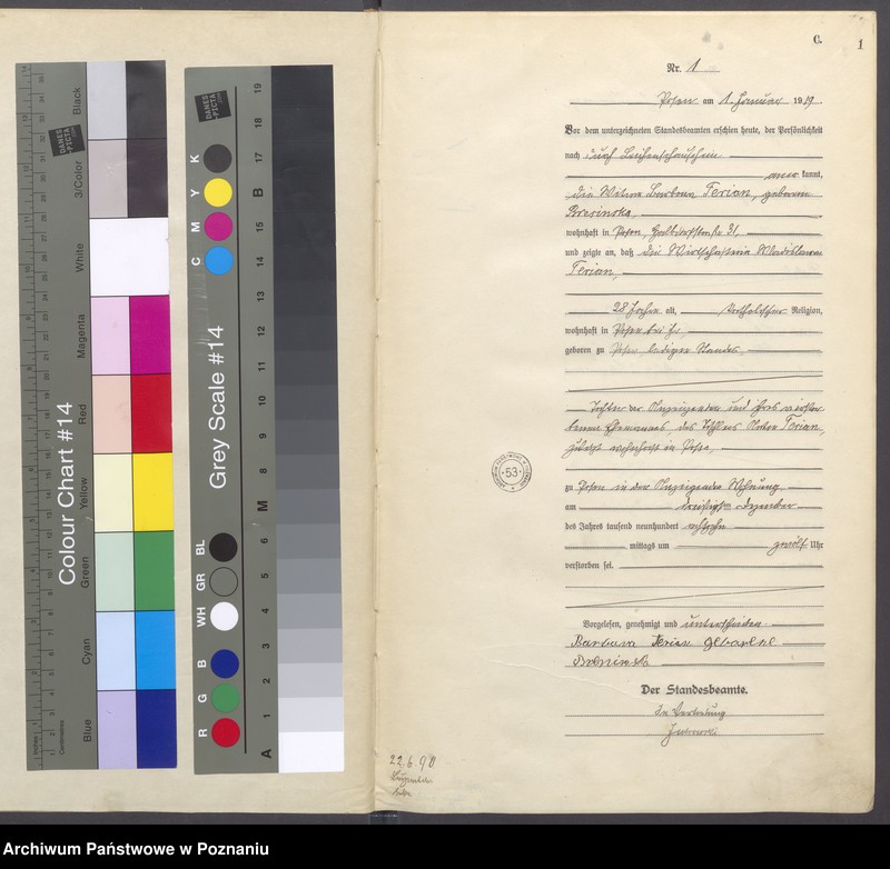 Obraz 3 z jednostki "Księga miejscowa zgonów tom I [Rejestr główny zgonów]"