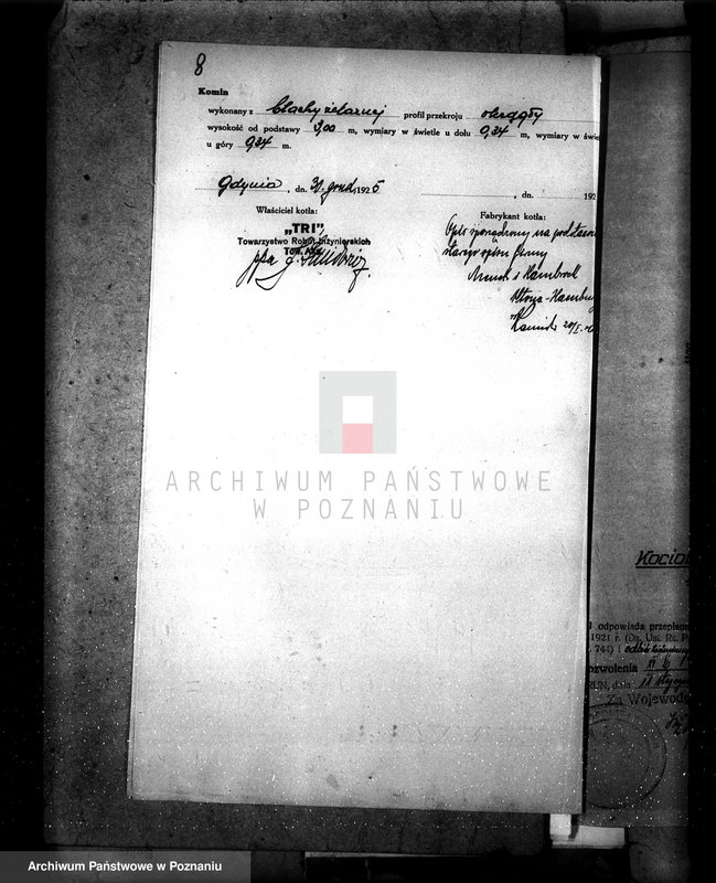 Obraz 12 z jednostki "Młyn parowy T. Gajewski w Prusach pow. jarociński nr woj. kotła 6323"