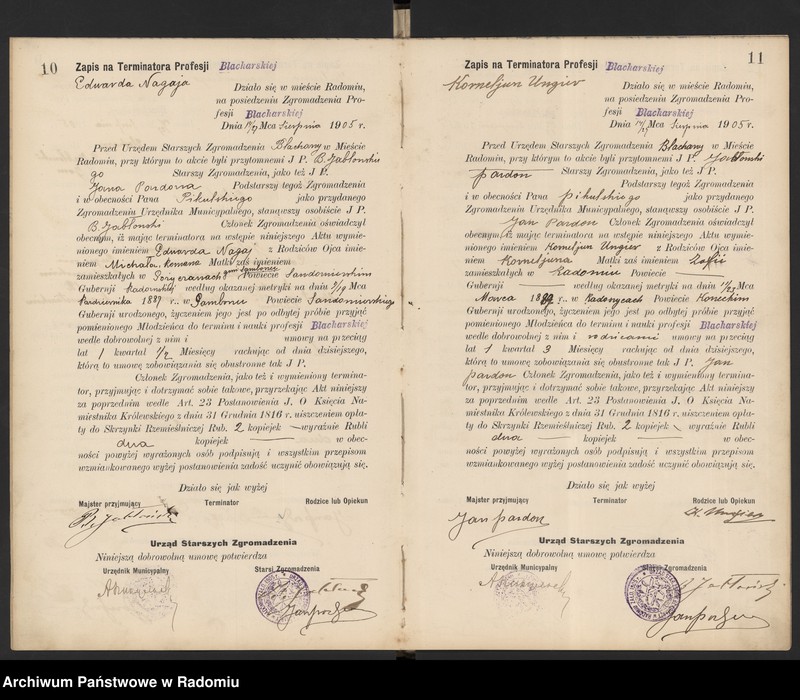 image.from.unit.number "[Księga zapisów na terminatora, czeladnika i majstra profesji blacharskiej]"