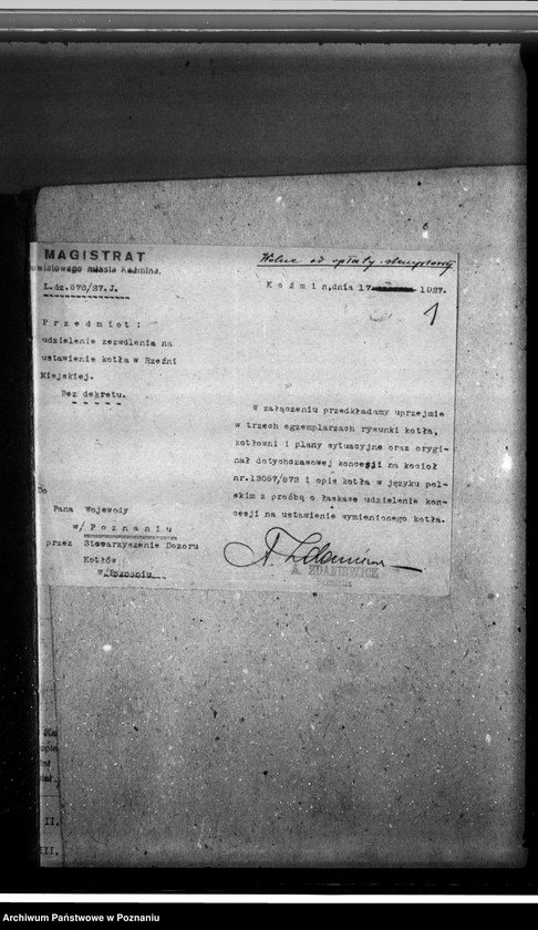 Obraz 5 z jednostki "Rzeźnia Miejska w Koźminie - Magistrat m. Koźmina nr woj. kotła 6025"