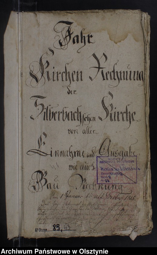 image.from.unit.number "Jahr Kirchen Rechnung der Silberbachschen Kirche aller Einnahme und Ausgabe wie auch Bau-Rechnung"