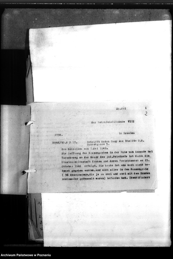 Obraz 6 z jednostki "Wehrkreiskommander VIII - Breslau, Korespondencja z Werhrkreiskommand VIII we Wrocławiu w sprawie członków "Sonderformatin Ebbinghaus""