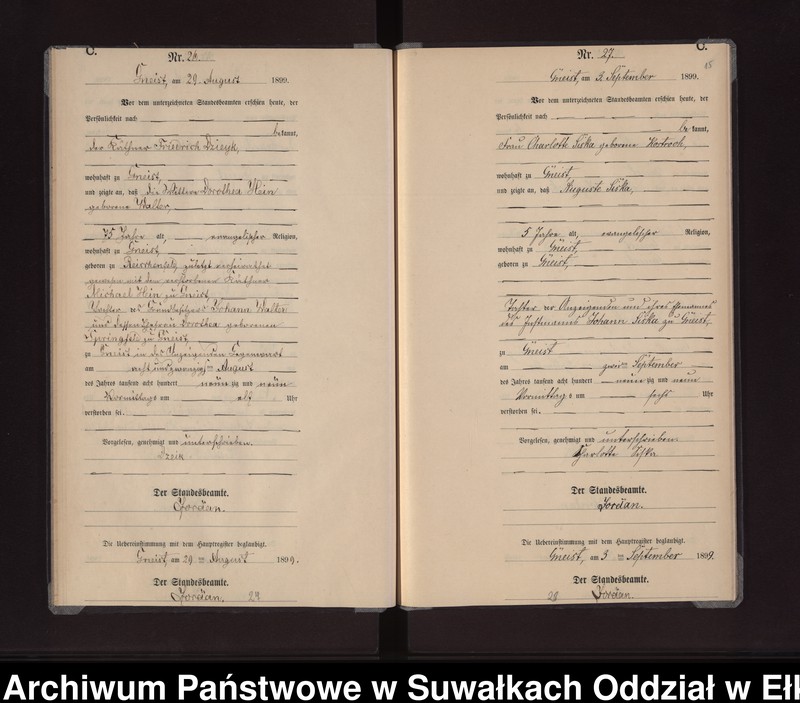 image.from.unit.number "Sterbe-Neben-Register des Königlichen Preussischen Standes-Amtes Gneist Kreis Lötzen"