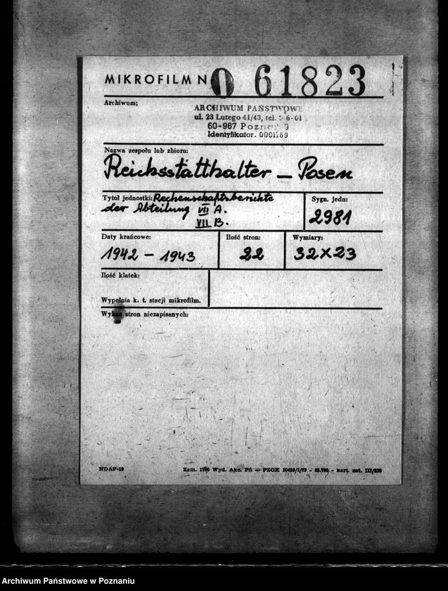 Obraz 2 z jednostki "Rechenschaftsberichte der Abteilung VII A, VII B."