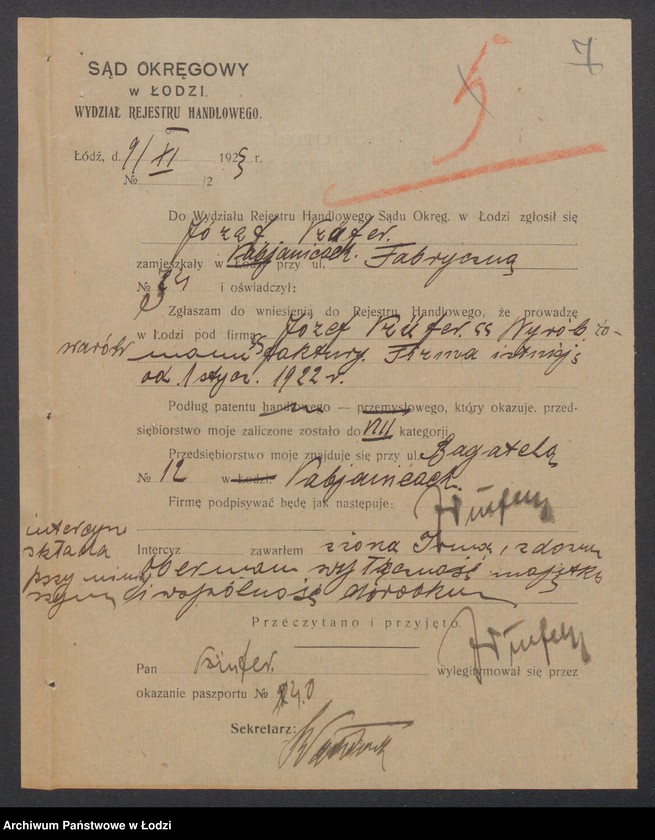 Obraz 9 z jednostki "Józef Prufer- wyrób towarów manufakturowych"