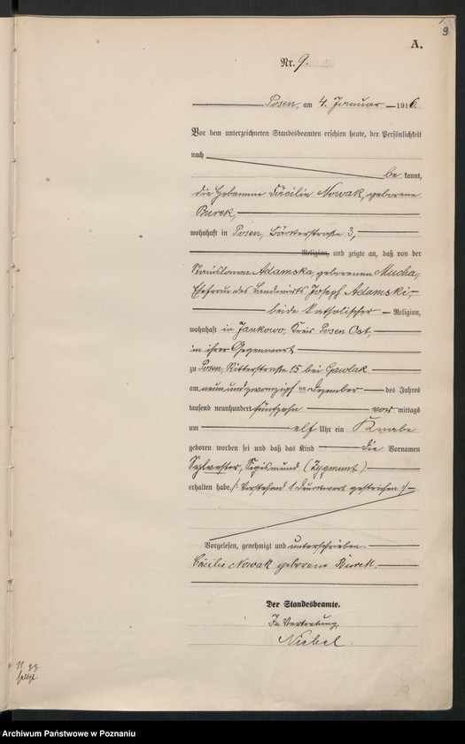 Obraz 11 z jednostki "Księga miejscowa urodzeń tom I [Rejestr główny urodzeń]"