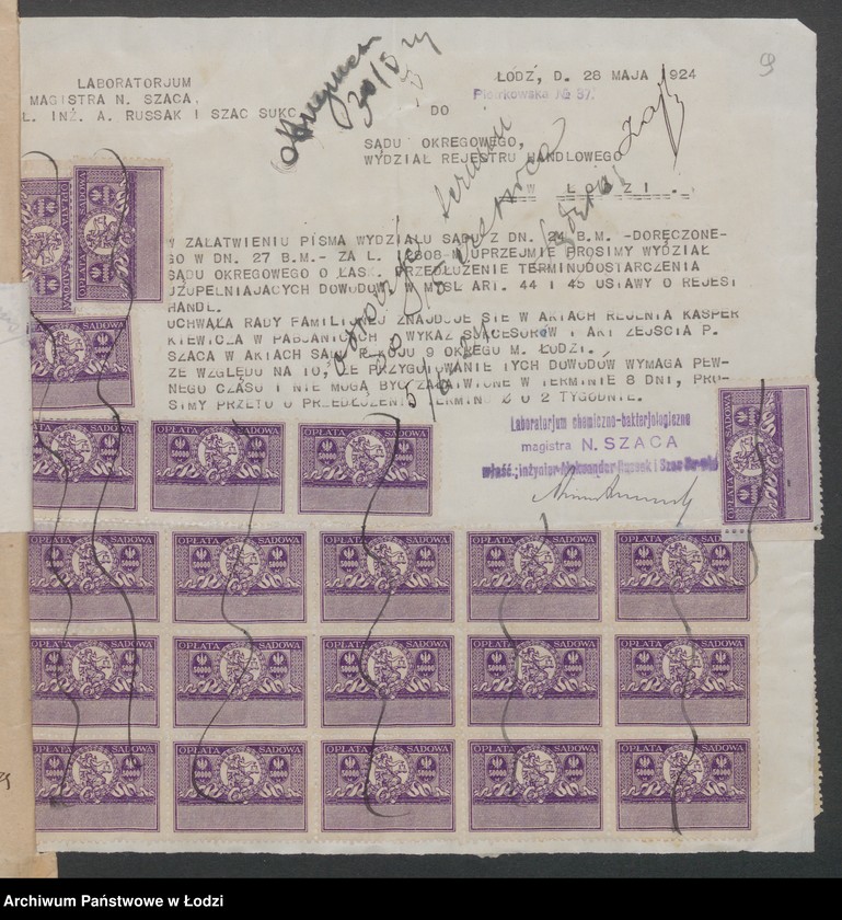 Obraz 11 z jednostki "Laboratorium Magistra N.Szaca, właściciel inż. Aleksander Russak i Szac Sukcesorowie"