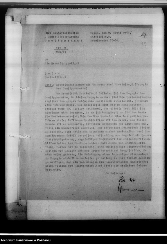 Obraz 19 z jednostki "[Wytyczne i korespondencja w sprawie zabezpieczenia magazynów archiwalnych]"