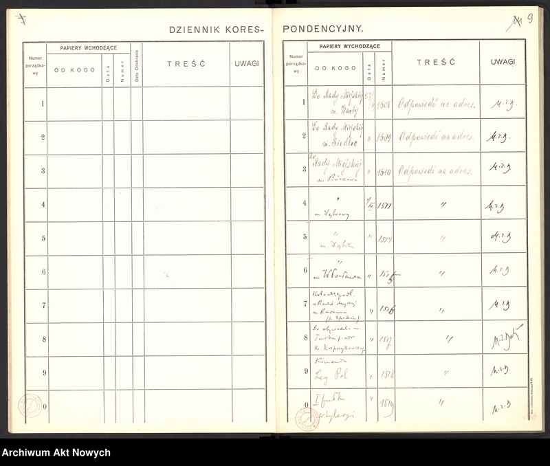 image.from.unit.number "Dziennik korespondencji przychodzącej i wychodzącej, t. I"