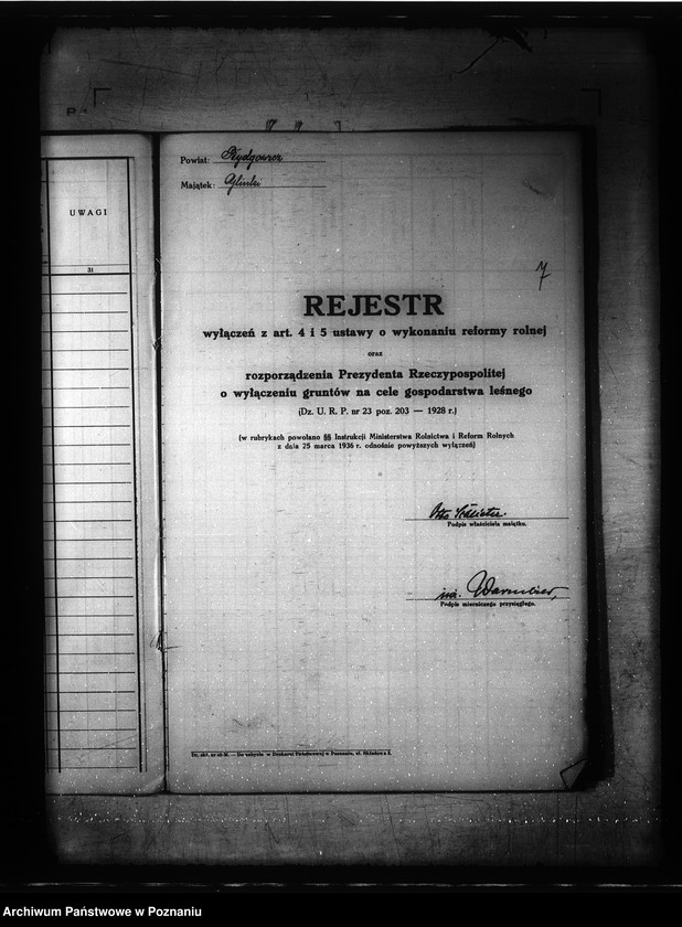 Obraz 12 z jednostki "Rejestr wyłączeń z artykułu 4 ustawy o wykonaniu reformy rolnej powiatu bydgoskiego"