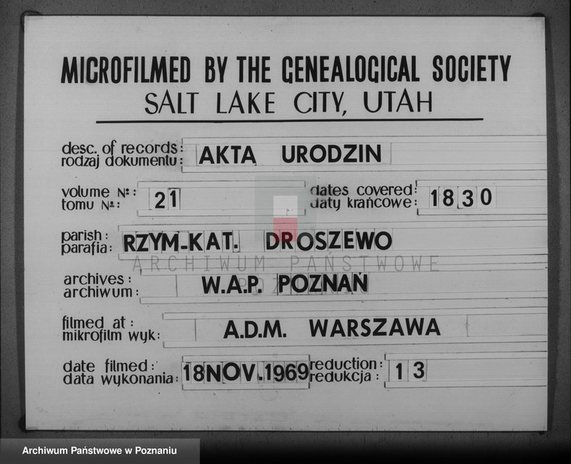 image.from.team "Akta stanu cywilnego Parafii Rzymskokatolickiej Droszew (pow. ostrowski)"